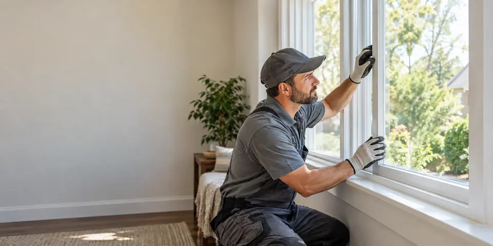 Professional working on replacement windows
